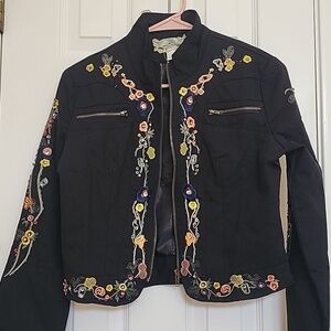 Banana USA Black Beaded Embroidered Cropped Jacket Size Small​​​​​